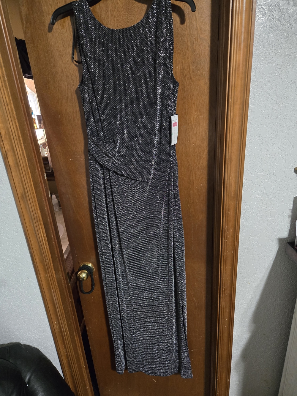 Jessica Howard Silver Metallic Sleeveless Maxi Dress